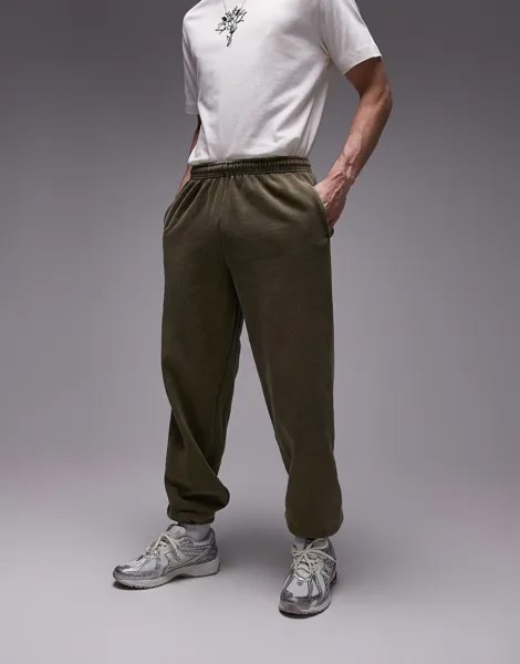 Брюки-джогеры Topman Vintage Wash Oversized, хаки