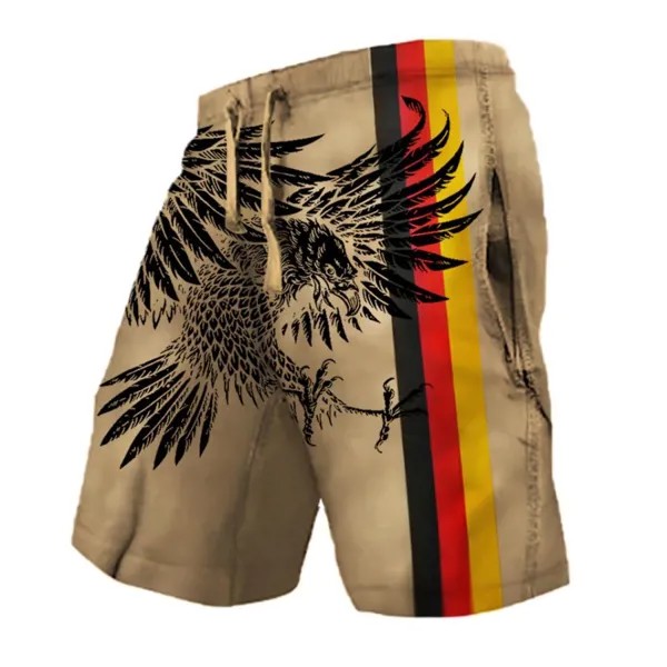 Мужские винтажные шорты с кулиской и принтом немецкого флага и орла
