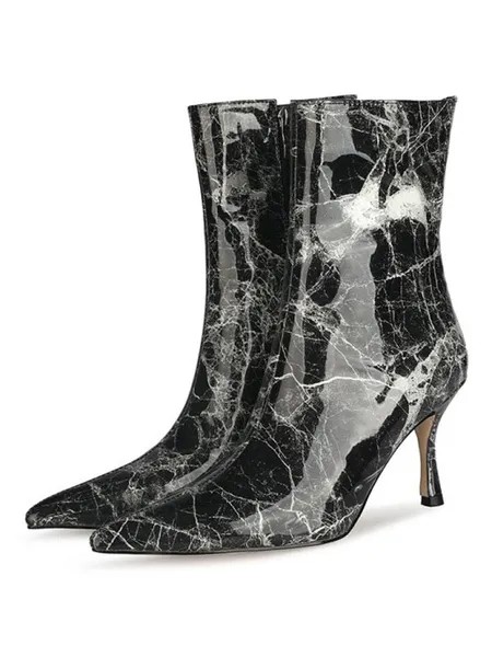 Milanoo Women's Marble Print Kitten Heel Ankle Boots