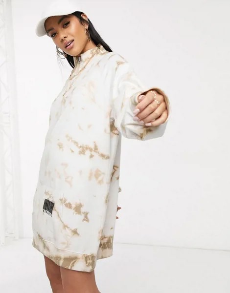 Платье-худи oversized с принтом тай-дай Public Desirе-Коричневый