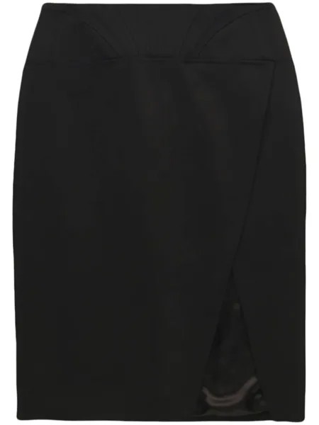 Mugler юбка миди с разрезом спереди, черный