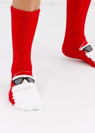 Носки-слиперы с аппликацией Санта-Клауса ASOS DESIGN-Мульти