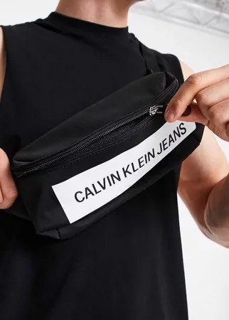 Черная сумка-кошелек на пояс со вставкой с логотипом Calvin Klein Jeans-Черный цвет