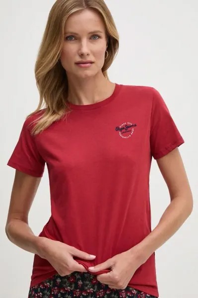 Хлопковая футболка GABRIELA Pepe Jeans, бордовый