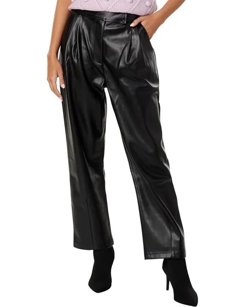 Брюки English Factory Faux Leather Pleated Trouser, черный