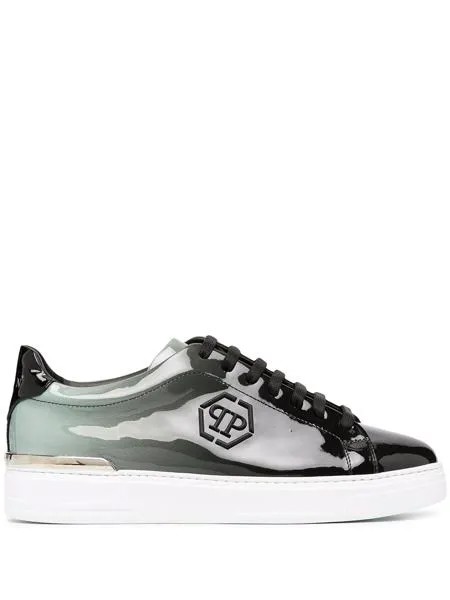Philipp Plein лакированные кеды с логотипом Hexagon