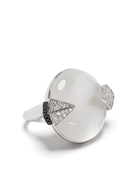 Shaun Leane кольцо Tribal Deco из белого золота с бриллиантами и перламутром