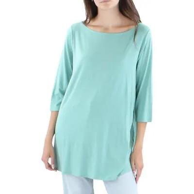 Женская зеленая футболка-туника с рукавами до локтя Eileen Fisher L BHFO 7891