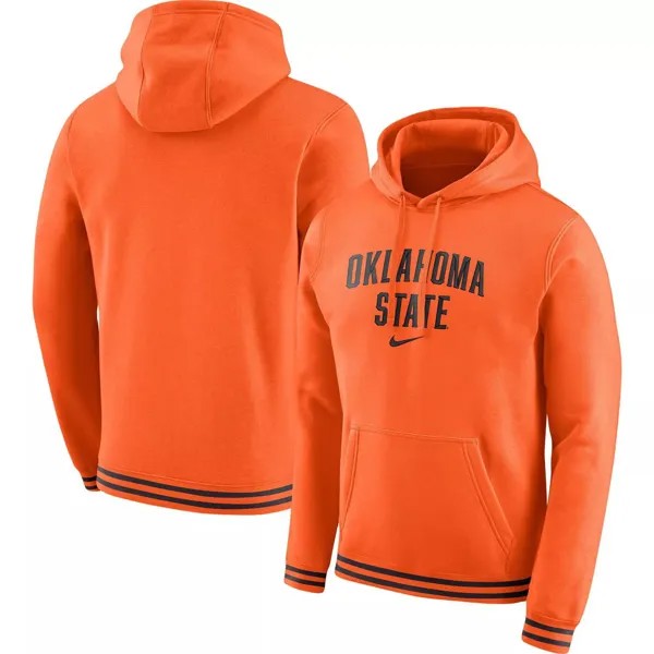 Мужской оранжевый пуловер в стиле ретро с капюшоном Oklahoma State Cowboys Nike