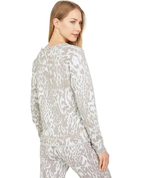 Пуловер Chaser Linen French Terry Long Sleeve Raw Edge Raglan Pullover, цвет White Cheetah