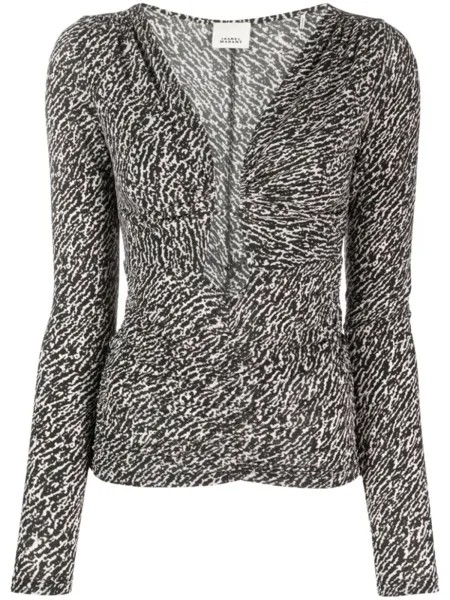 ISABEL MARANT топ Laura с абстрактным принтом и вырезом, черный