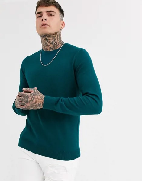 Зеленый джемпер с круглым вырезом Celio