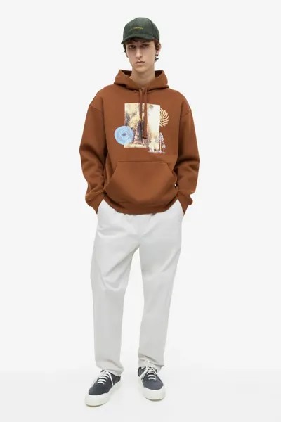 Толстовка свободного кроя с принтом H&M, коричневый