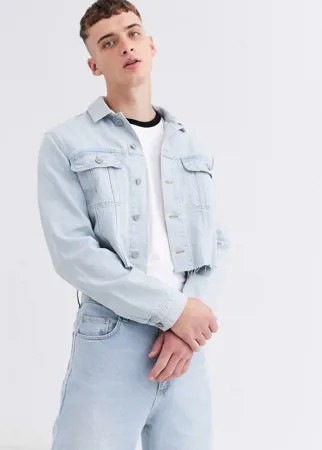 Голубая короткая джинсовая куртка от комплекта ASOS DESIGN-Голубой