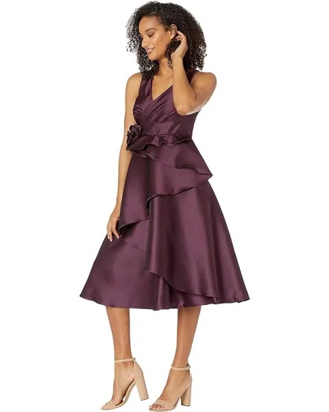 Платье Adrianna Papell Mikado Rosette Cocktail Dress, цвет Pinot Noir