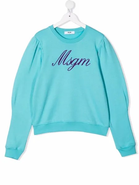 MSGM Kids толстовка с круглым вырезом и логотипом