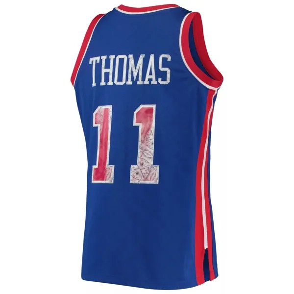 Мужская майка Mitchell & Ness Isiah Thomas Blue Detroit Pistons 1988-89 Hardwood Classics, посвященная 75-летию Diamond Swingman