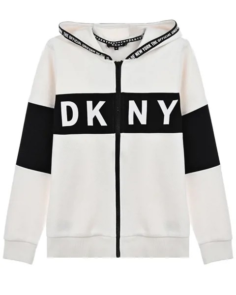 Белая спортивная куртка с черной полосой DKNY детская