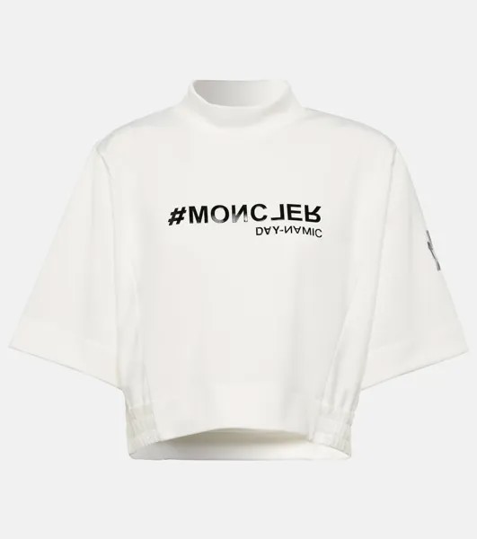 Укороченная футболка с принтом MONCLER GRENOBLE, белый
