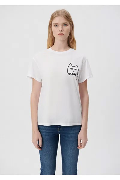 Футболка Istanbul с принтом кошек Regular Fit/Normal Cut Mavi, белый