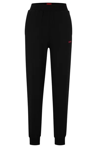 Брюки Hugo Boss Relaxed-fit Tracksuit Bottoms With Contrast Logo, черный