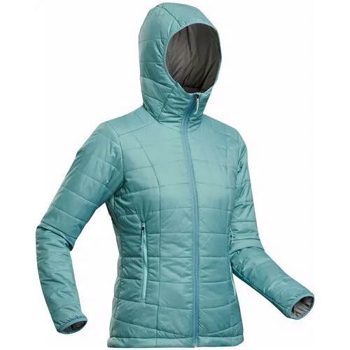 Куртка для треккинга в горах с капюшоном женский TREK 100 серо-голубая, размер: XS, цвет: Серо-Голубой FORCLAZ Х Decathlon