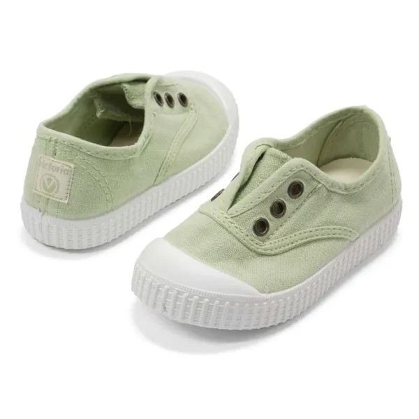 Детская обувь Зеленые кроссовки без шнуровки из парусины из органического хлопка от Victoria NEW