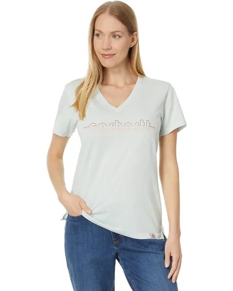 Футболка Carhartt Relaxed Fit Lightweight Short Sleeve Carhartt Graphic V-Neck, цвет Dew Drop