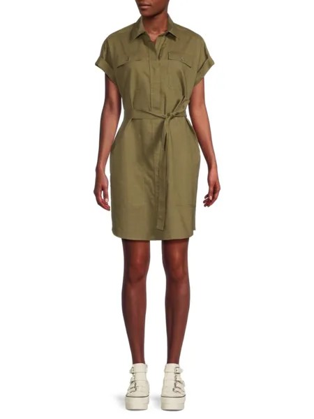 Мини-платье из льняной смеси Saks Fifth Avenue, цвет Olive