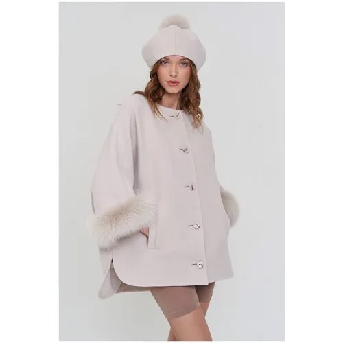 Пальто  EKATERINA ZHDANOVA, демисезон/зима, шерсть, оверсайз, укороченное, размер 42/44/164-172, белый, розовый