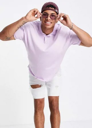 Сиреневая трикотажная oversized-футболка поло ASOS DESIGN-Фиолетовый цвет