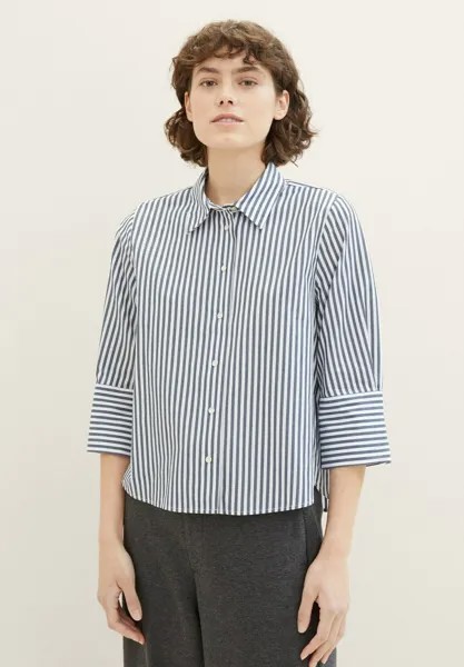 Блузка-рубашка TOM TAILOR, цвет navy white vertical stripe