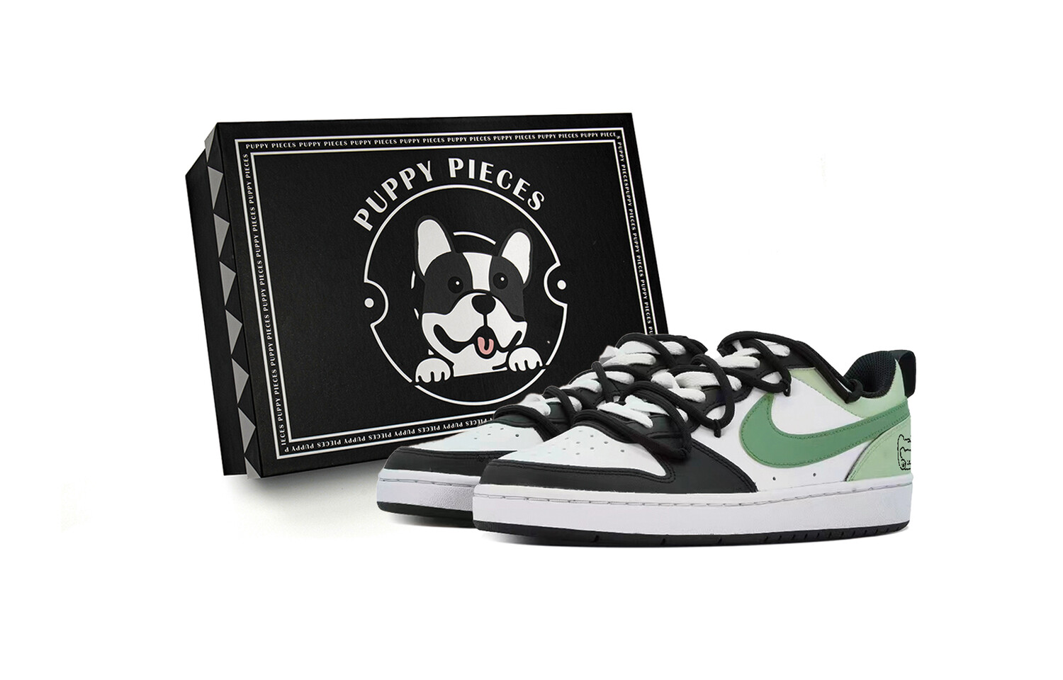 Кроссовки Nike Court Borough Skateboarding Shoes Women's Low-top Black/White/Green, зеленый