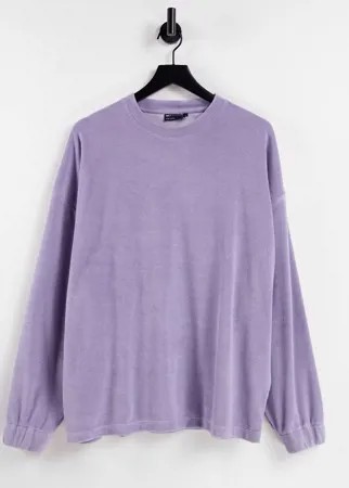 Сиреневый oversized-лонгслив из махровой ткани ASOS DESIGN-Фиолетовый цвет