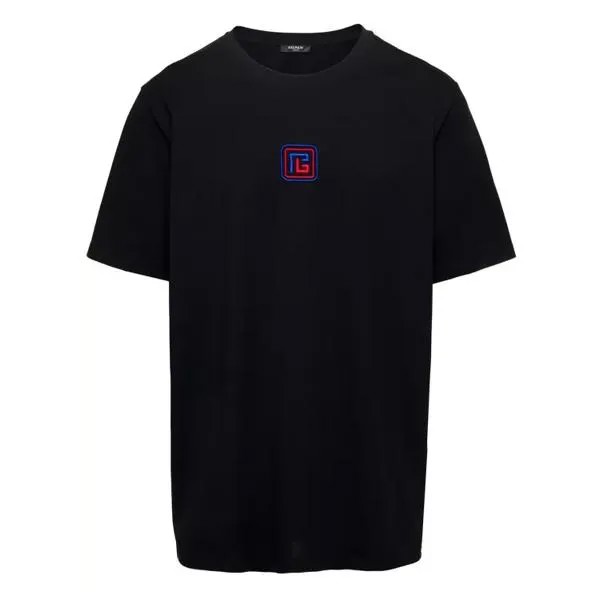 Футболка t-shirt with front logo embroidery in organi Balmain, черный