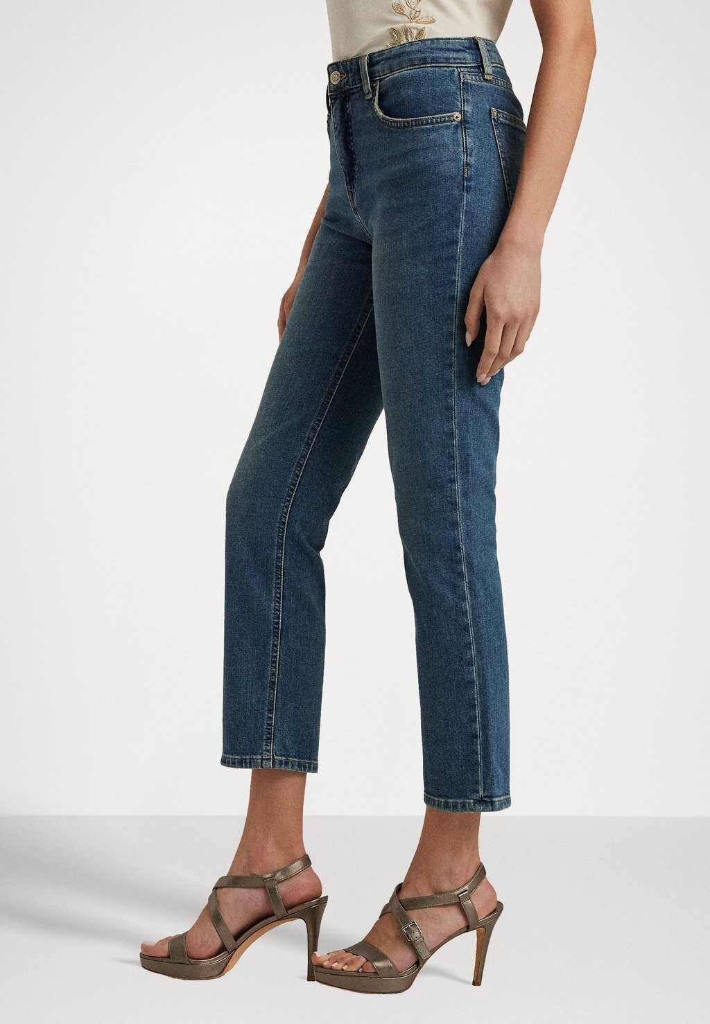 Джинсы прямого кроя HIGH RISE STRAIGHT ANKLE JEAN Ralph Lauren, синий деним
