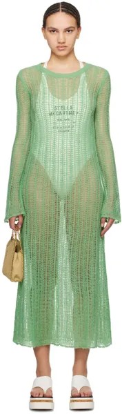 Зеленое воздушное платье-макси Stella Mccartney