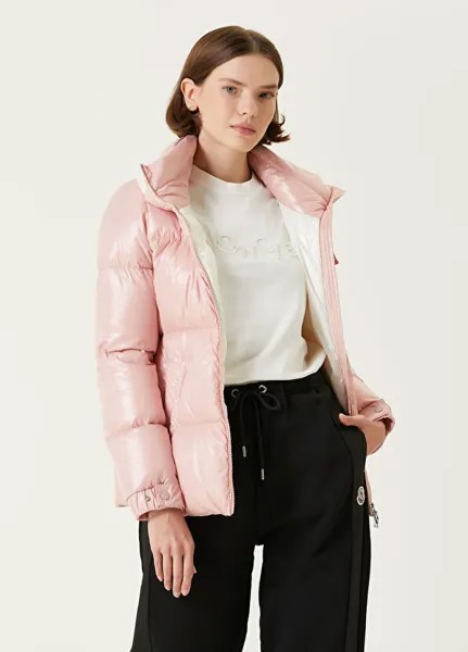 Розовое пуховое пальто с воротником-стойкой vistule Moncler