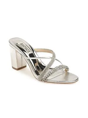 Женские серебристые кожаные шлепанцы на блочном каблуке BADGLEY MISCHKA Zoraya 10
