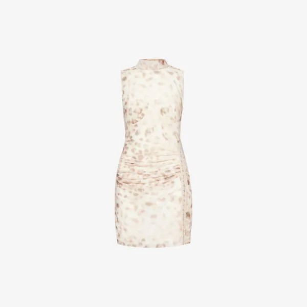 Сетчатое мини-платье без рукавов с леопардовым принтом Rotate Birger Christensen, цвет blurry sl & tarmac