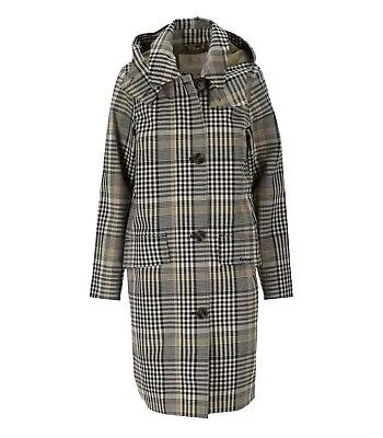 Barbour Hebrides Check Beige Black Oversize Trench Coat Woman Женщина