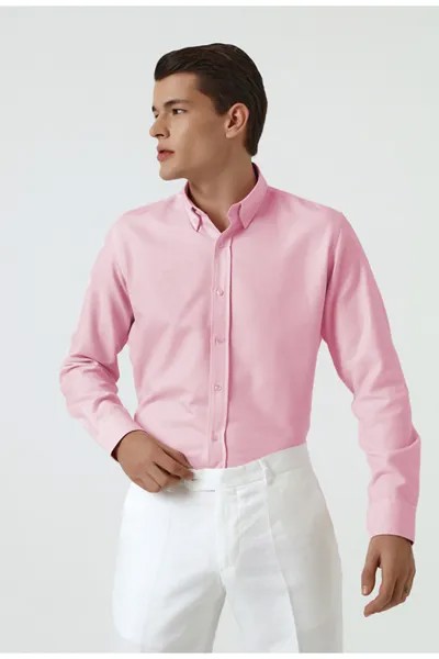 Розовая рубашка добби приталенного кроя D'S Damat, розовый