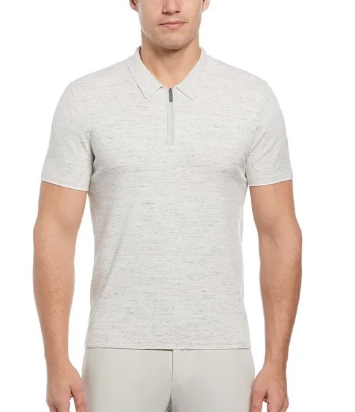 Рубашка-поло с короткими рукавами и молнией четверти Perry Ellis Heather, серый