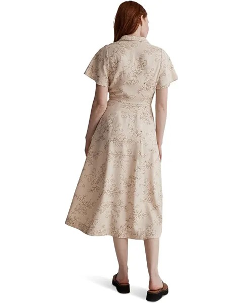 Платье Madewell Kathy Short Sleeve Retro Midi Shirtdress - Print, песочный