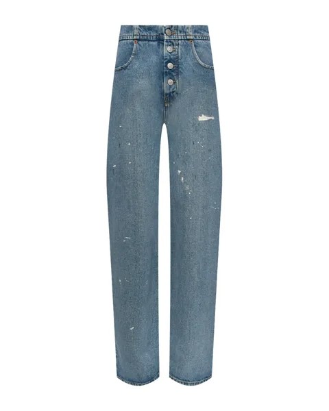 Джинсы с застежкой на пуговицы, голубые MM6 Maison Margiela