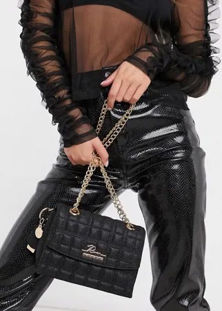 Черная стеганая сумка сэтчел River Island-Черный