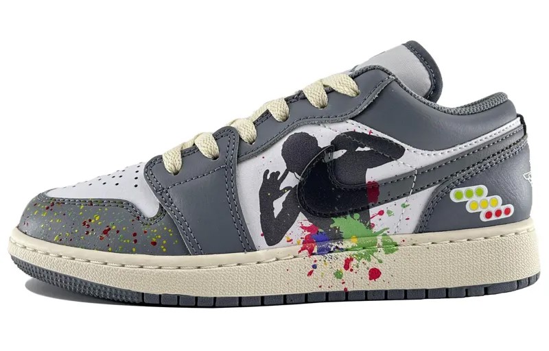 Кроссовки Air Jordan 1 Vintage Basketball Shoes Women's Low-top Gray, белый/серый