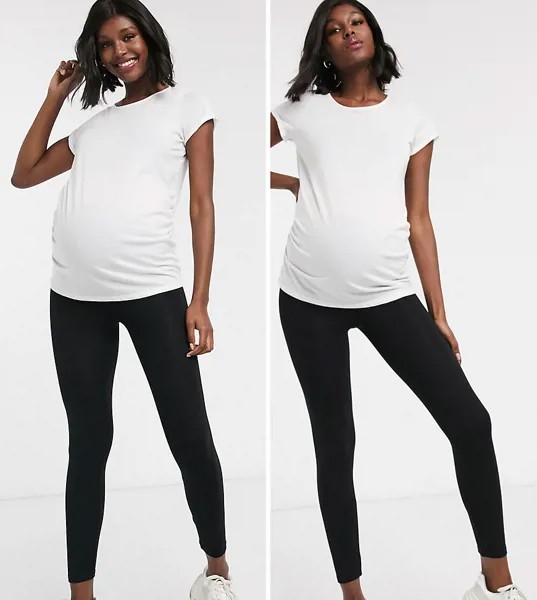 Набор из 2 черных леггинсов ASOS DESIGN Maternity Petite – СКИДКА-Черный цвет