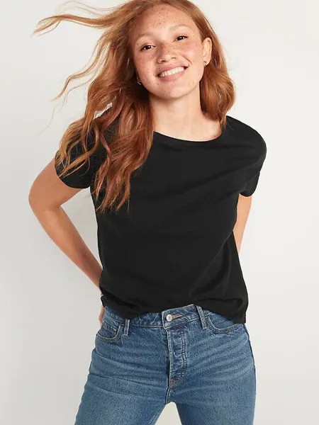 NWT Old Navy Soft EveryWear Футболка с круглым вырезом Черная женская рубашка среднего размера