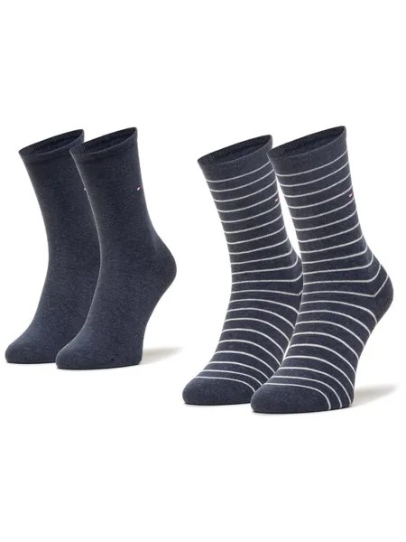 Комплект из 2 высоких носков унисекс Tommy Hilfiger, синий